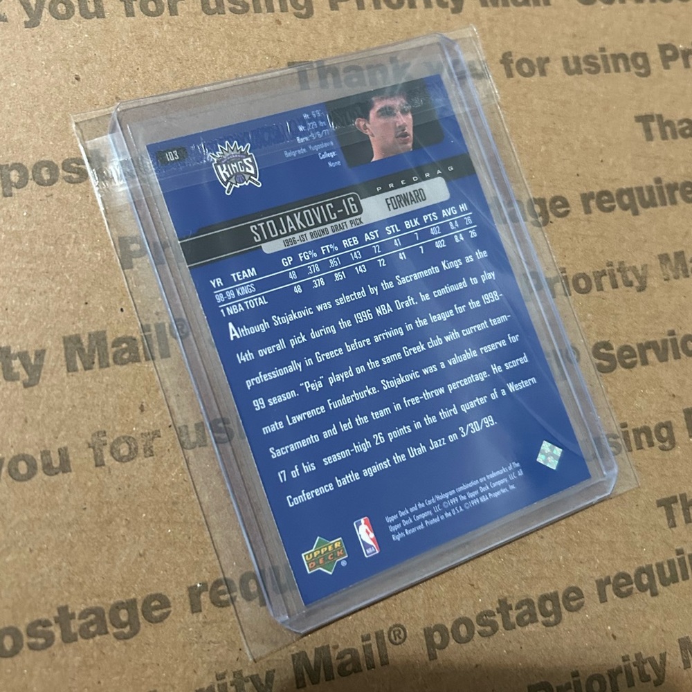 Peja Stojakovic ‘99 Upper Deck Card No. 103 - Picture 5 of 6